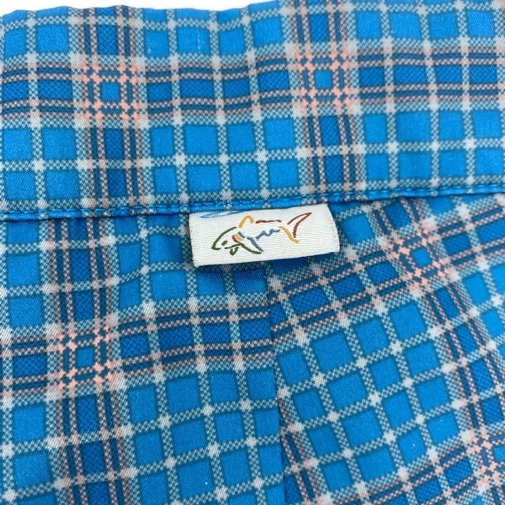 Greg Norman Mens Golf Shorts Sz 34 Blue Peach Flat Front - Picture 2 of 7